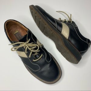 Johnston & Murphy Passport Black White Leather Lace Up Derby Shoes